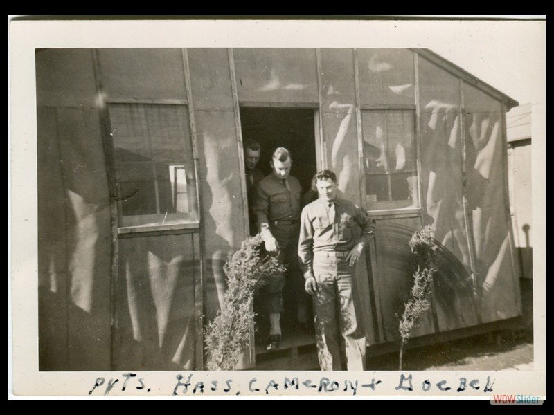 01-31-1943 Camp San Louis Obispo - Hut mates Pvts Hass, Cameron, Gorbel